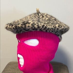 Leopard Print Rabbit Hair Beret